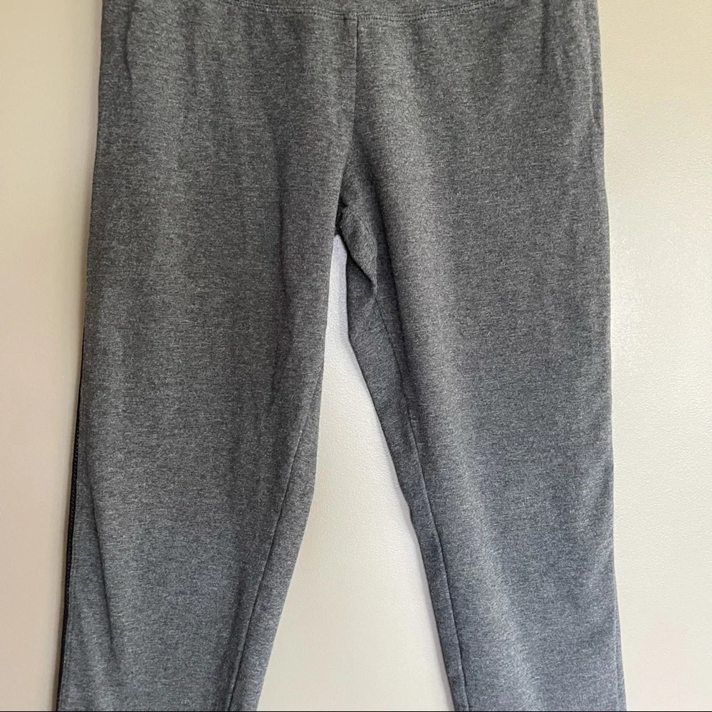 High Waisted Heather Gray Leggings with‎ Mesh Side Stripe Detail Slim Fit Active